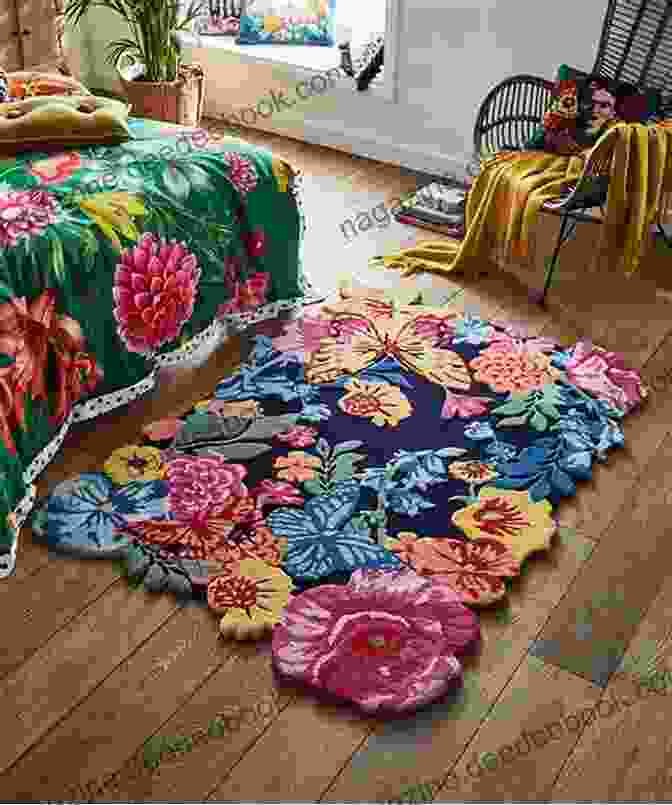 A Flower Rug With A Vibrant And Eye Catching Design Vintage Crocheted Rugs: 15 Easy Patterns For The Home