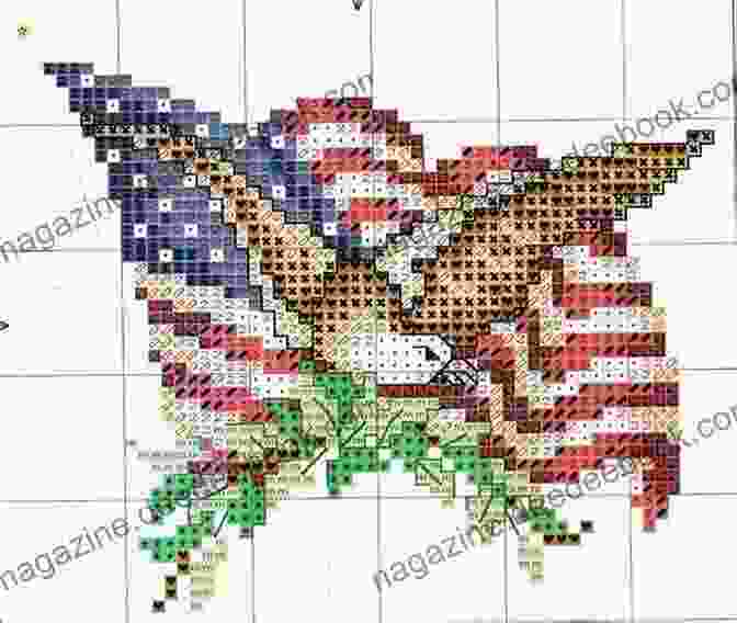A Patriotic Cross Stitch Pattern Featuring The American Flag, An Eagle, And The Words 4th Of July Patriotic Cross Stitch Pattern: Printable Black White And Color Charts DMC Floss