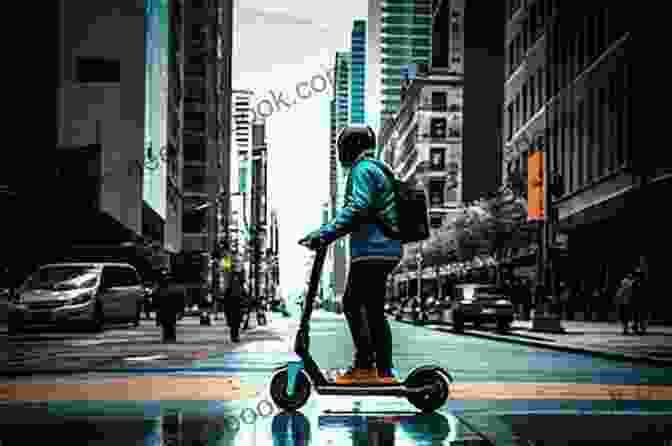 A Person Riding An Electric Scooter Through A Busy Los Angeles Street. Alternate Lanes: An Anthology Of Travel Using Alternate Transportation In The City Of Angels