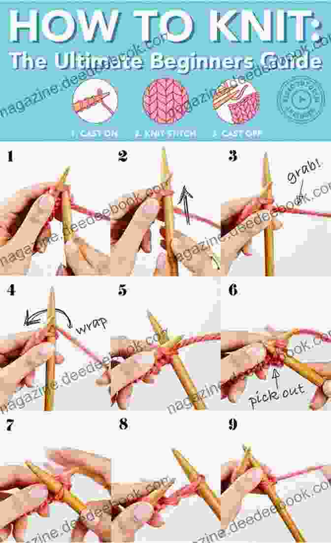 Picture Illustration Of The Basic Knit Stitch The Ultimate Knitting Step By Step Guide With Picture Illustrations
