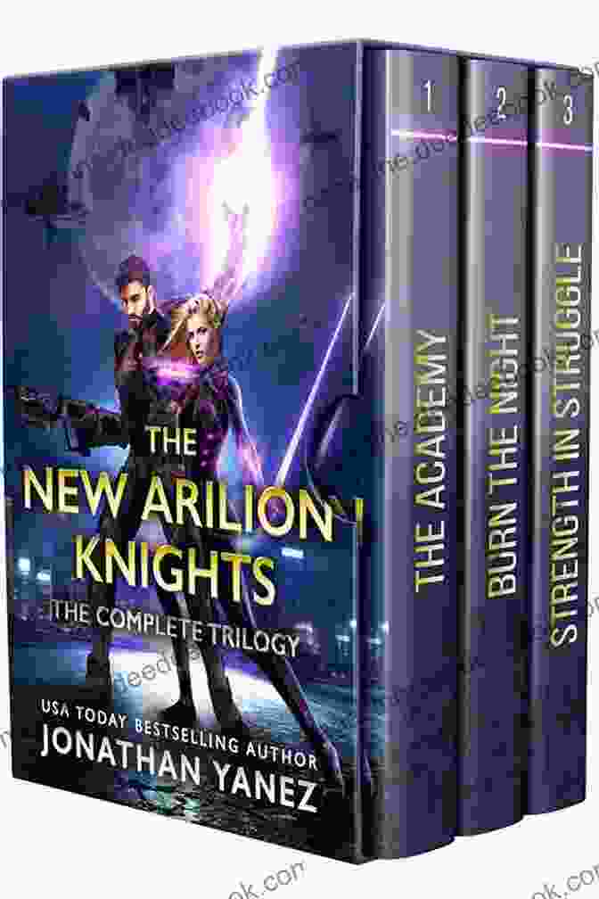 The Cover Of The Novel Arilion Knights, Featuring A Group Of Knights In Futuristic Armor Standing On A Hill Overlooking A Vast Landscape. Burn The Night: A Space Fantasy Adventure (The New Arilion Knights 2)